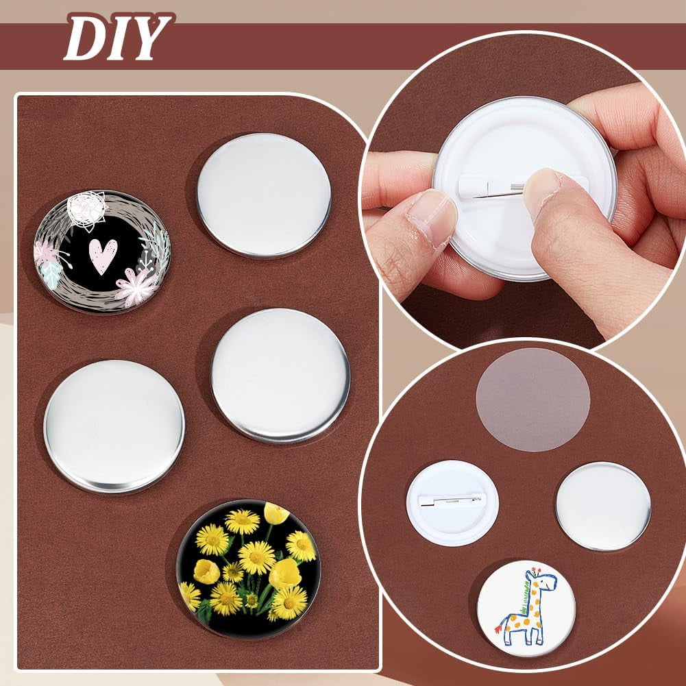 100 Sets Button Maker Supplies 1.73 Inch/ 44mm Pin Back Button Parts