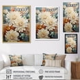 thumbnail image 4 of Designart "Blooming Mums In Blue And Gold Minimalism" Mums Floater Framed Wall Art Prints, 4 of 5