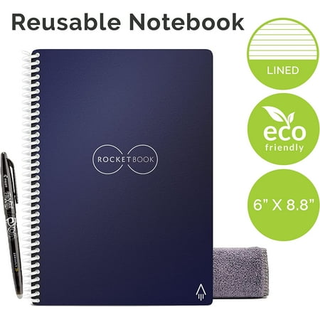 Rocketbook - Core Smart Reusable Notebook Lined 6" x 8.8" - Midnight Blue