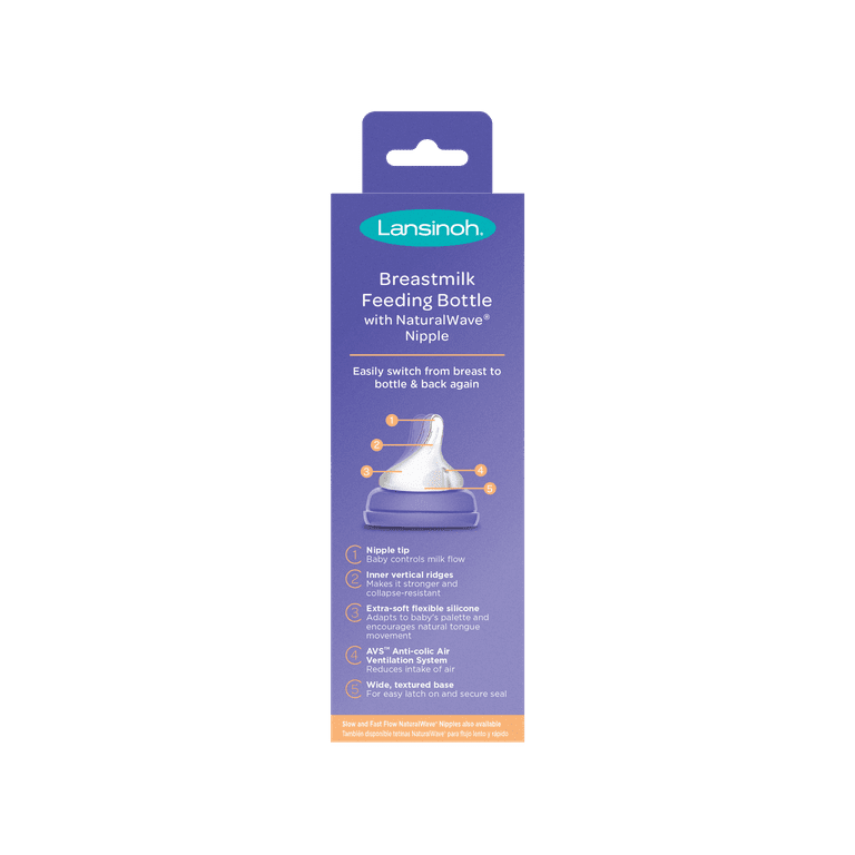 Lansinoh Naturalwave Baby Bottle Nipples, Medium Flow, Size 3M, Anti-Colic,  2 Count - Imported Products from USA - iBhejo