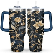 Paisley Design40 Oz Tumbler with Handle Lid and Straw, Stainless Steel Double Walled Vacuum Insulated Cup, Cute Anniversary Wedding Birthday Gifts Tumbler for Women Men Friends Outdoor Indoor