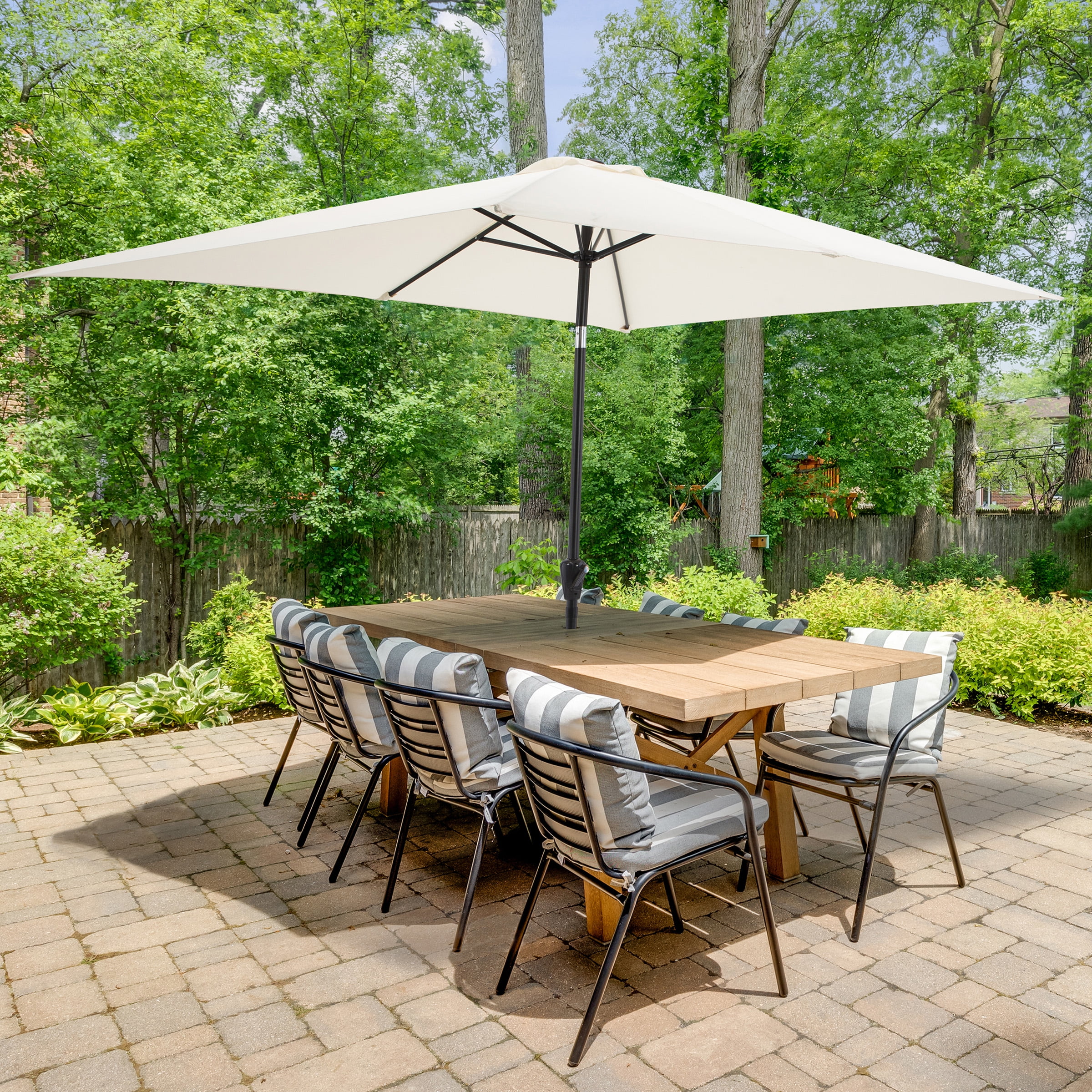 Pure Garden 10’ Rectangular Patio Umbrella with Push Button Tilt, Beige