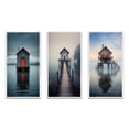 thumbnail image 2 of Designart "Misty Lake Scene Wooden Lakehouse I" Lakehouse Framed Wall Art Set Of 3 - Blue Lake House Frame Gallery Set For Office Decor, 2 of 6
