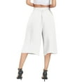 thumbnail image 4 of YUEJUIR Capris for Women Women's Wide Leg Capri Pants with Pockets Lightweight High Waisted Loose Trouser Capri Pants for Women Stretch Athletic Capris for Women Womens Cropped Pants (White,XL), 4 of 5