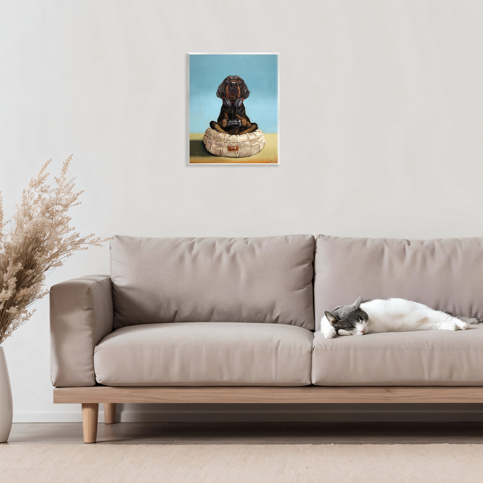 Stupell Industries Game Boy Playing Dog Wall Plaque Art, design by Lucia Heffernan