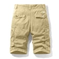 thumbnail image 3 of Homeyce Mens Cargo Shorts with Multi Pockets Elastic Waist Shorts Drawstring Ripstop Straight Leg Cargo Shorts Military Outdoor Breathable Hiking Fishing Joggers,Brown L, 3 of 4