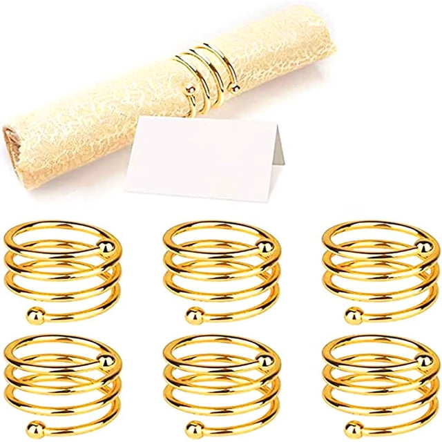 (6 PCS-Espiral) Servilleteros redondos, 6 servilleteros de metal con hebilla para decoración de mesa