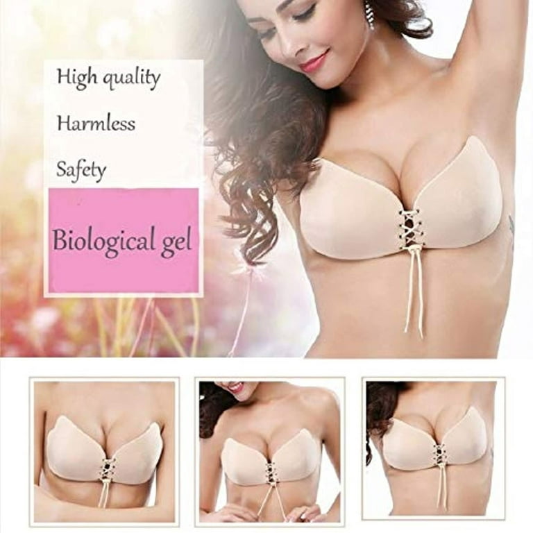 Women Invisible Lifting Strapless Bras Underwired Adhesive Removable Straps  Unpadded Cup Soft Push Up Bra 34 36 38 40 42 C D E F
