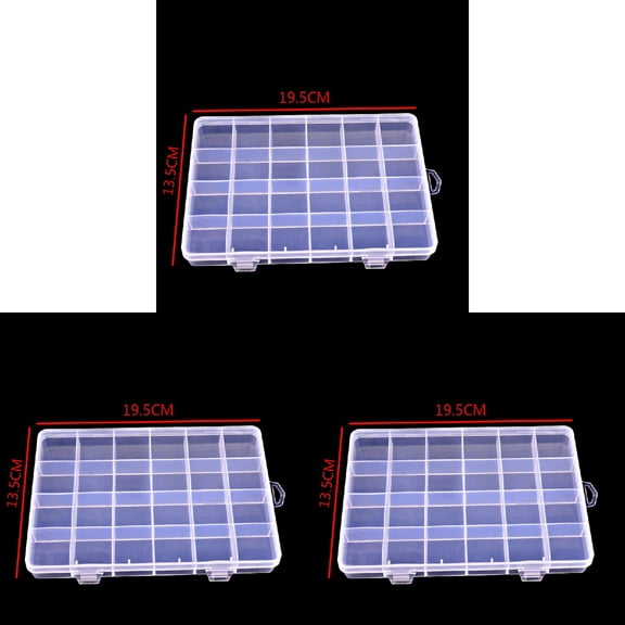 COURAGEDG 24 Slots Adjustable Jewelry Storage Craft Organizer Beads 3PCS Extra Long Storage Container Air Storage Bags