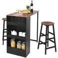 thumbnail image 3 of Juego de Mesa de Bar Costway 3 piezas con 2 Taburetes de Bar Mesa de Comedor de Madera con Estante Lateral de 3 Niveles, 3 of 5