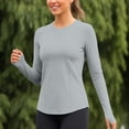 thumbnail image 4 of Ymauqau Hauts d'Entraînement pour Femmes à Manches Longues, Col Ras du Cou, Ourlet Arrondi, T-Shirts de Course Ajustés Athlétiques, Chandails de Randonnée contre le Soleil, 4 of 6