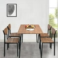 thumbnail image 2 of MIERES Dining Table Set for 4,Modern Wood and Metal Dining Room Set 5 Piece Set with 4 Oak Metal Framed Chairs Compact Space Saving for Apartments,Kitchen Living Room, Breakfast Corner, 2 of 10