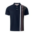 thumbnail image 2 of Felirenzacia Men's and Men's Plus Active Stretch Polo Shirt, Short Sleeve Cooling Moisture Control Striped Golf Top, Dark Blue,S, 2 of 4