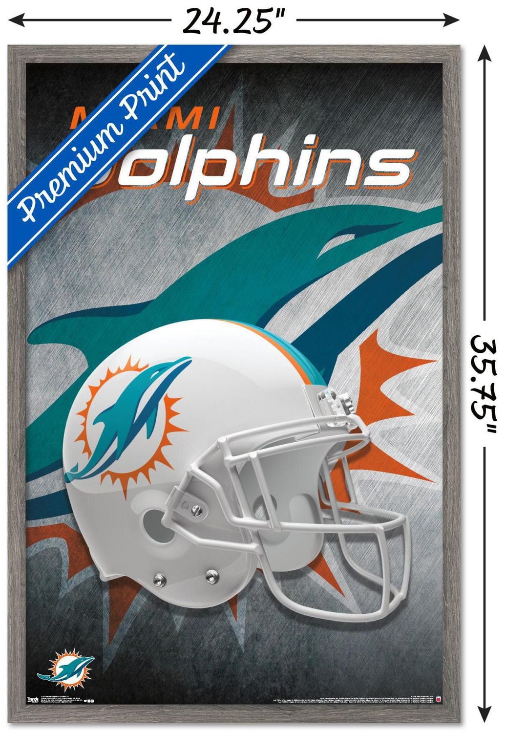 NFL Miami Dolphins - Helmet 18 Wall Poster, 14.725" x 22.375" Framed