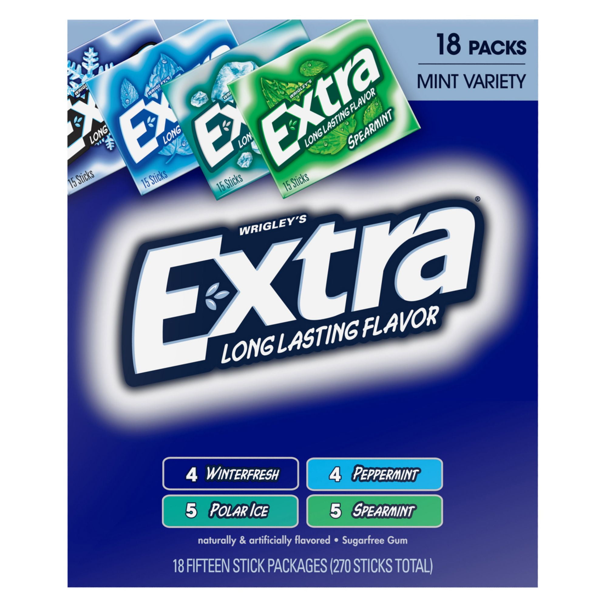 Product of Extra Sugar-Free Gum Mint Variety Pack 18 Pk. 15 ct