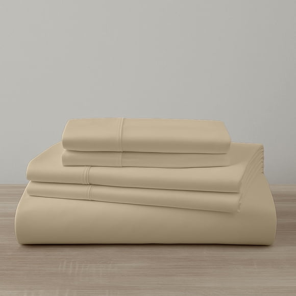 Nouvelle Saison - Ensemble de Draps en Coton - Draps en Coton 100 % Biologique, 500 Fils, avec Poches Profondes (jusqu'à 15 Pouces) Draps de Lit en Coton Doux (Très Grand, Taupe Moyen)