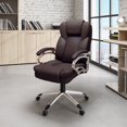 thumbnail image 3 of CorLiving Leon Faux Leather Upholstered Adjustable Height Lumbar Support Tilting Adult Executive Office Chair, 3 of 7