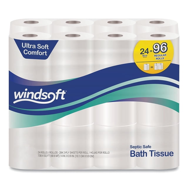 Papel higiénico Windsoft SOD418230, 2 capas, seguro para sépticos (24 rollos)