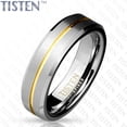 thumbnail image 2 of Matte Finish Gold IP Groove with Beveled Edge Tisten Ring, 2 of 2