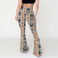 thumbnail image 5 of High Waisted Flare Leggings for Women Women's Vintage Printed High Waisted Modern Tight Fitting Bag Hip Casual Plastic Flared Pants Long Pants,Khaki,L, 5 of 9