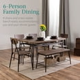 thumbnail image 2 of Best Choice Products 6-Piece 55in Modern Dining Set for Home, Kitchen, Dining Room w/Storage Racks, Rectangular Table, Bench, 4 Chairs, Steel Frame - Brown, 2 of 2