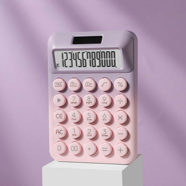 Calculadora científica de 12 bits con energía solar - Calculadora mecánica portátil de llaves de color de caramelo para uso escolar, de oficina y doméstico