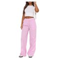 thumbnail image 1 of Pantalones informales con estampado de rayas para mujer, pantalón largo recto con cordón, cintura elástica, holgado, con bolsillos, ropa de calle con bolsillo, Y2K, 1 of 5