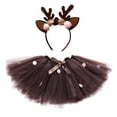 thumbnail image 2 of RUTAYY Children Girls Short Skirt Bowknot Polka Dot Tutu Skirt With Headbands 2 Piece Set Casual SunSkirt, Brown, One Size, 2 of 6