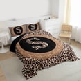 thumbnail image 3 of Feelyou Brown Initial S Full Size Comforter Sets, Cheetah Leopard Print Bedding Sets, 3pcs, 3 of 8