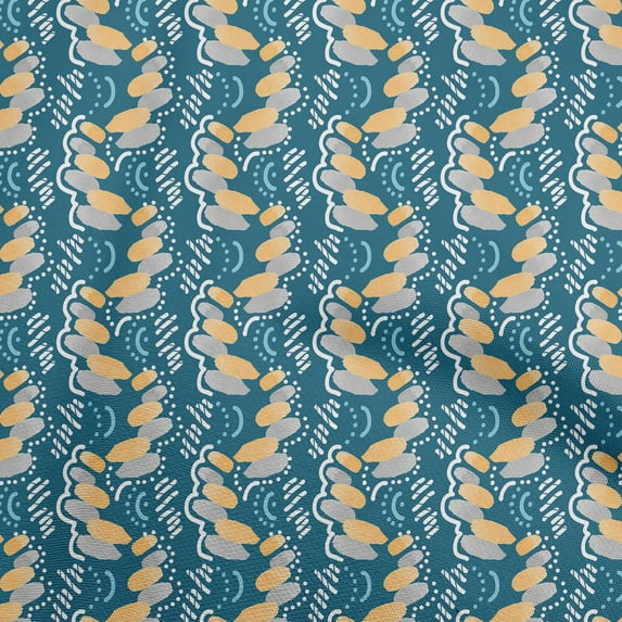 oneOone Cotton Poplin Teal Blue Fabric Abstracts Quilting Supplies Print Sewing Fabric By The Yard 56 Inch Wide