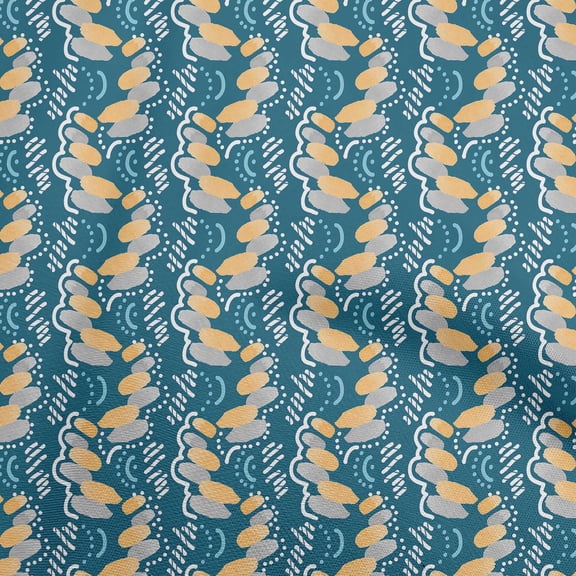oneOone Polyester Spandex Teal Blue Fabric Abstracts Fabric For Sewing Printed Craft Fabric By The Yard 56 Inch Wide