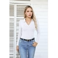thumbnail image 5 of Vafful Womens Long Sleeve Shirts Polo Tops V Neck Slim Fitted Ribbed S-XL, 5 of 6