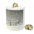 thumbnail image 3 of Winter Piggy Bank, Bicycle Covered Snow Cold Weather Seasonal Calm Scenery Christmas Inspired, Ceramic Coin Bank Money Box for Cash Saving, 3.6" X 3.2", Taupe White, by Ambesonne, 3 of 4