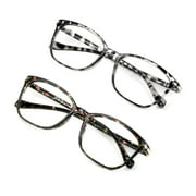 2 Pack Blue Light Blocking Glasses for Women/Men, Anti Eyestrain, Computer Reading, TV Glasses, Stylish Square Frame, Anti Glare (Leopard+Floral +2.00 Magnification)