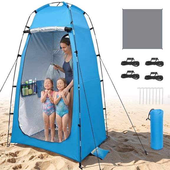 Shower Tent for Camping,82.7” Extra Tall UPF 50 No-See-Through Changing Tent,Portable Privacy Shelter with Floor Tarp,Privacy Bathroom Toilet for Beach,Outdoor,Music Festival,RV Camp,Easy Setup