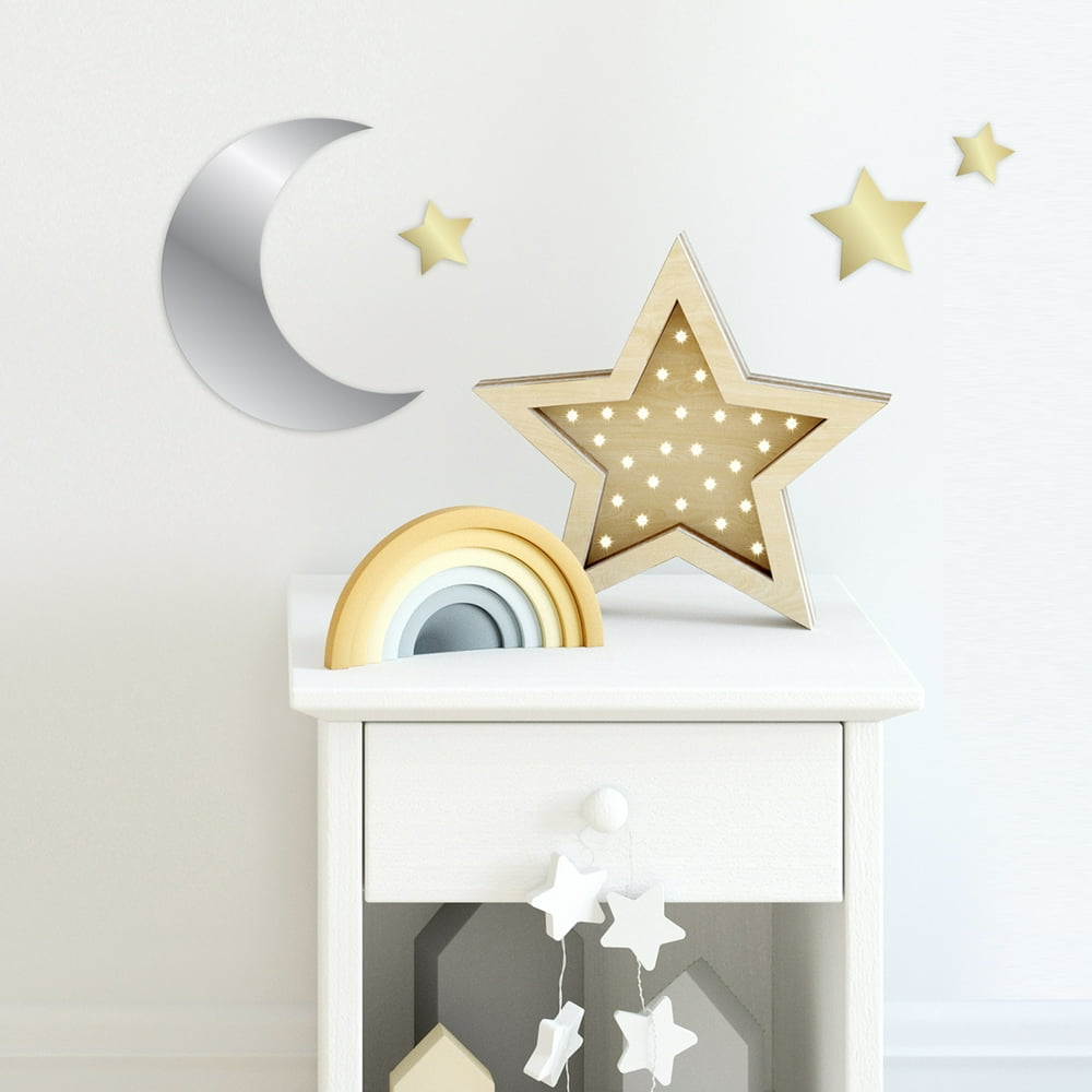 Blue Moon Studio 4 pc Peel and Stick SelfAdhesive Silver Moon & Stars