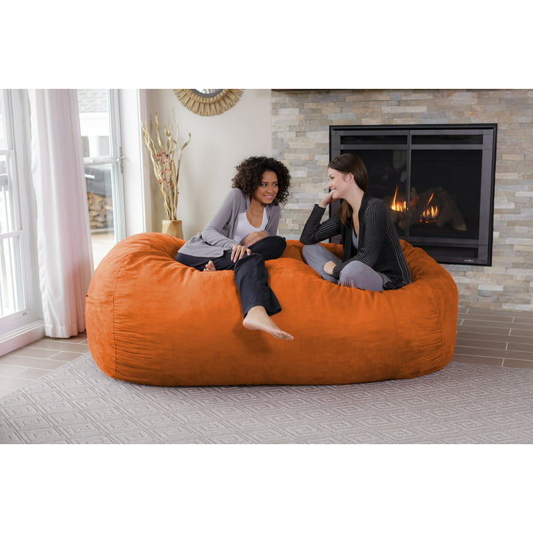 Chill Sack Bean Bag Chair, Memory Foam with Ultra Fur Cover, Kids, Adults,  6 ft, Ultra Fur Red