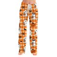 thumbnail image 3 of JULMCOMO Halloween Pajama Pants for Women Pumpkin Blood Ghost Print Drawstring Elastic Waist Trendy Pajamas Pants Fuuny Print Comfy Loose Pjs Yellow 3XL, 3 of 6