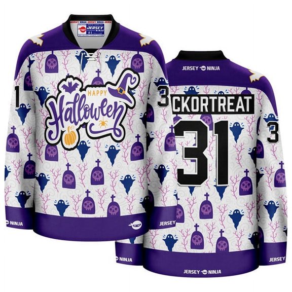 Halloween Emblazoned Ghosts Holiday Hockey Jersey