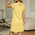 thumbnail image 4 of Iyufng Striped Straight Cut Short Dresses for Women with Short Sleeves, Peter Pan Collar and Pockets, 4 of 5