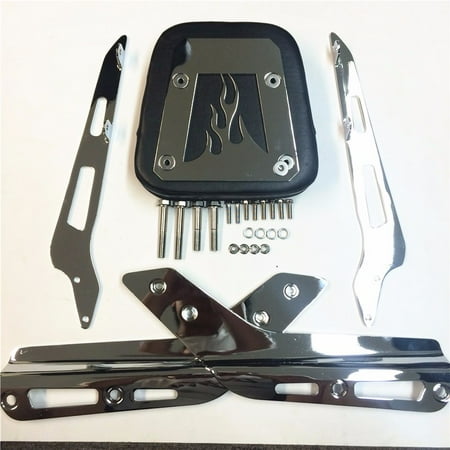 Honda Vtx Sissy Bar (HTT Motorcycle Chrome Flame Fire Backrest Sissy Bar with Leather Pad For ALL YEAR Honda VTX 1300C / ALL YEAR Honda VTX 1800C / 2005-2011 Honda VTX)