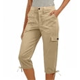 thumbnail image 2 of LNWUY Womens Cargo Capri Pants Hiking Travel Cargo Capri Pants Drawstring Hem Capris Spring Summer Trousers with Pockets Yellow M, 2 of 5