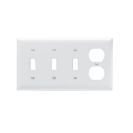 Gang Light Almond Pass & Seymour - SP38LA - Light Almond - 4 Gang - 3 Toggle Switch & 1 Duplex Receptacle Wall Plate ()