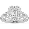 thumbnail image 6 of Unique Moments 2.00 ct Lab-Grown Emerald Split Shank Halo Diamond Engagement Ring 14K White Gold, 6 of 7
