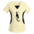 thumbnail image 4 of Snoarin Hauts d'Été Grande Taille pour Sortir pour Femmes Mode Femme Imprimé Col en V Manches Courtes T-Shirt Patchwork Impression Blouse Ample Hauts Uniformes de Travail pour Femmes en Liquidation, 4 of 4