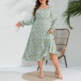 thumbnail image 1 of WILLBEST Vestidos Floreados Para Mujer Vestido Casual De Primavera Para Mujer, Vestido De Manga Larga De Talla Grande, Falda Elegante Con Cintura Elástica Y Estampado Floral, Falda Con Mangas, 1 of 3