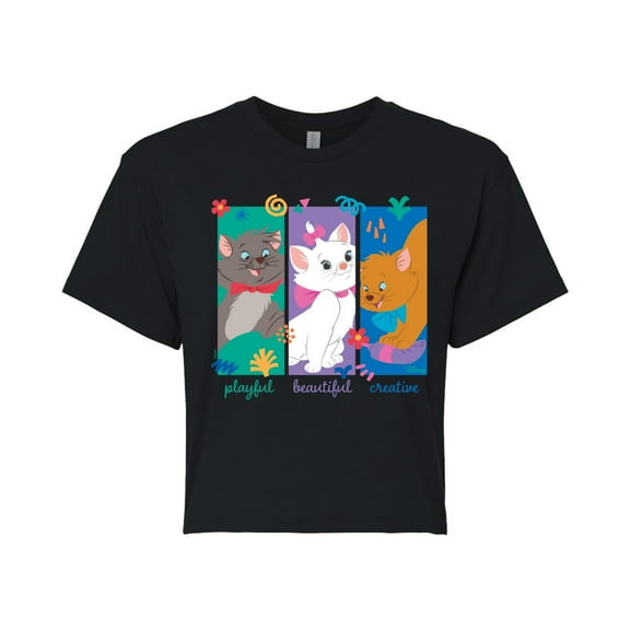 Disney - The Aristocats - Aristocats Kittens - Junior's Cropped Graphic T-Shirt