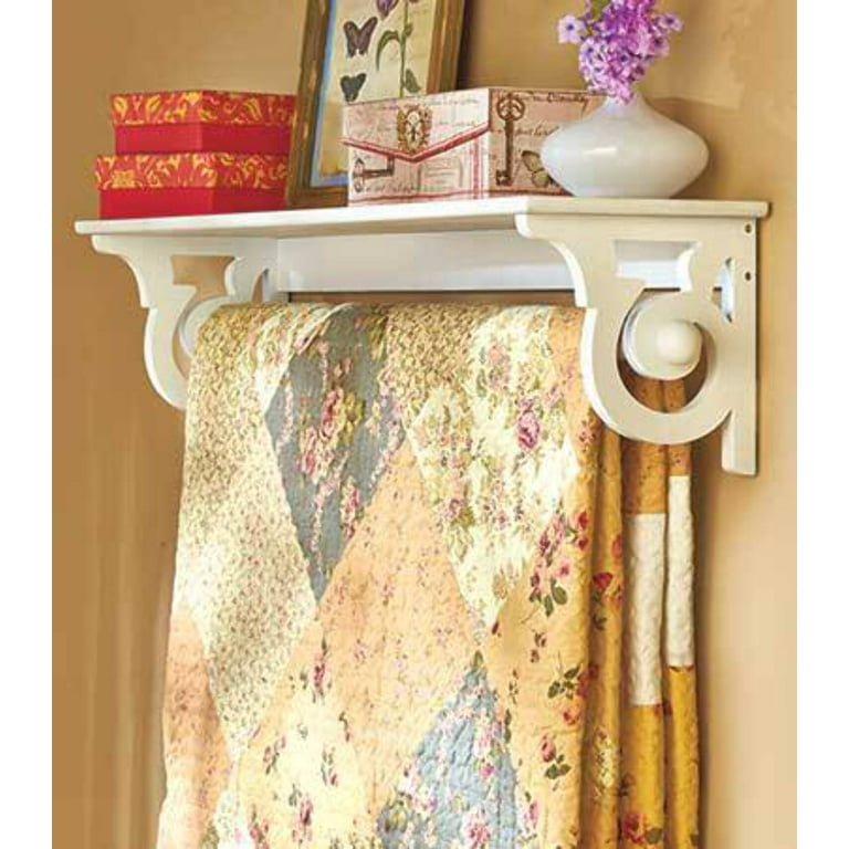 Quilt Hanger With Shelf, 48 Inch Oak Quilt Rack, Wall Hanging Quilt Rod,  Shelf With Quilt Rod, Bathroom Towel Rack 