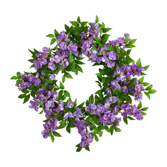Nearly Natural Plastic All Occasion Wisteria Artificial Wreath, 18" (Multi-color)