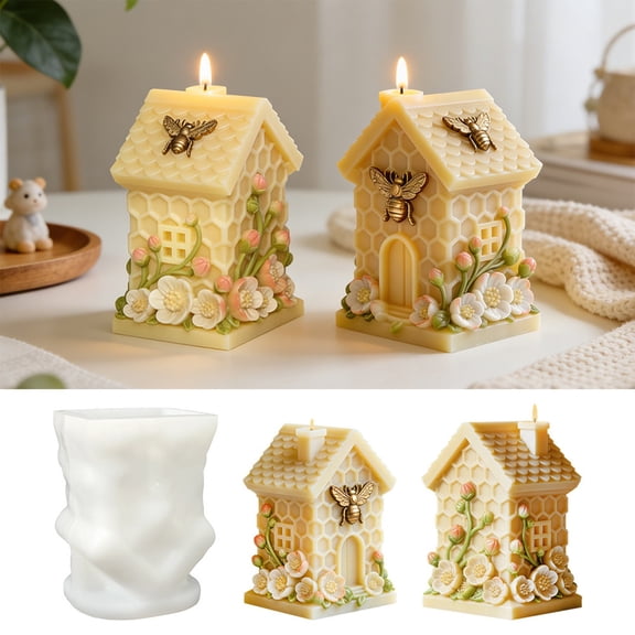 Zoowood Candle Molds for Candle Making Silicone Molds for Resin Casting Honeycomb House Cylinder Pillar Candle Mold DIY Beehive Soap Mold